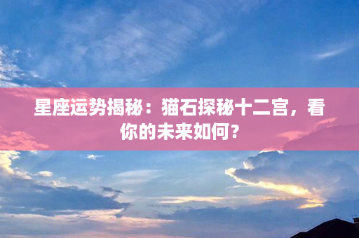 星座运势揭秘：猫石探秘十二宫，看你的未来如何？