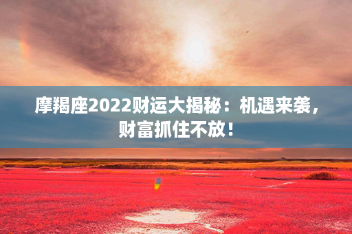 摩羯座2022财运大揭秘：机遇来袭，财富抓住不放！