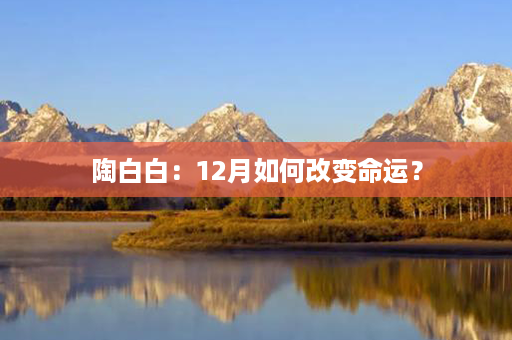 陶白白：12月如何改变命运？