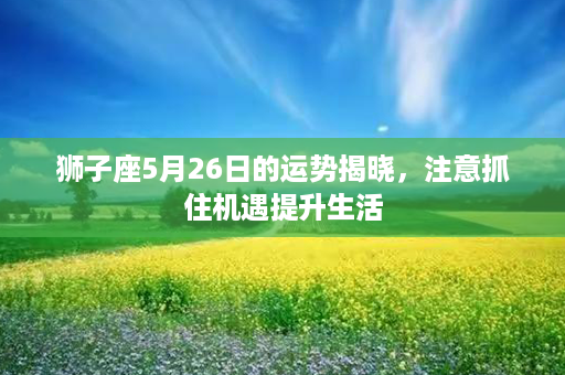 狮子座5月26日的运势揭晓，注意抓住机遇提升生活