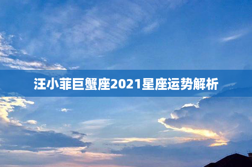 汪小菲巨蟹座2021星座运势解析